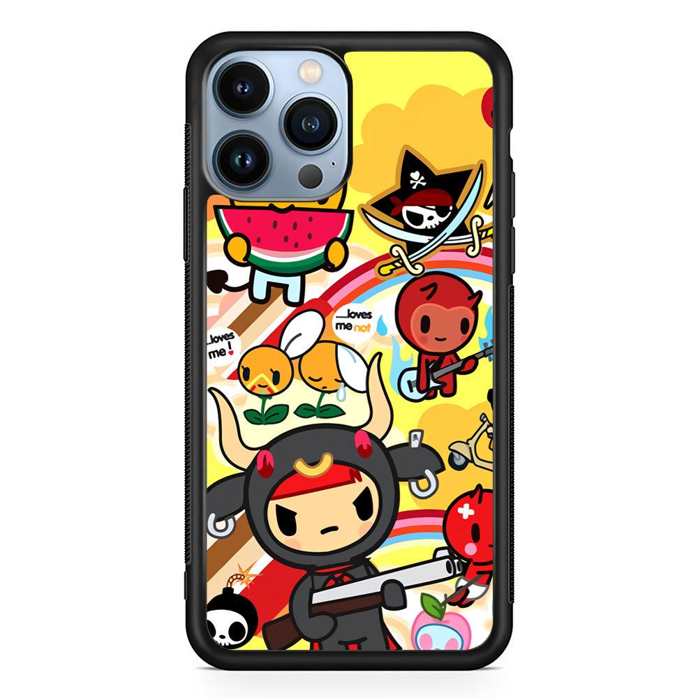Tokidoki Chill The Club iPhone 14 Pro Max Case-Rubber Black (2D Case)-Oxvistore