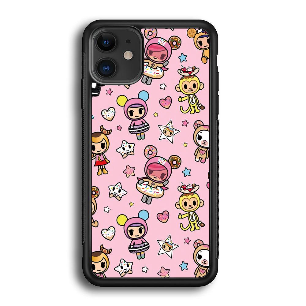 Tokidoki Donuts Hula Hoops iPhone 12 Case-Rubber Black (2D Case)-Oxvistore