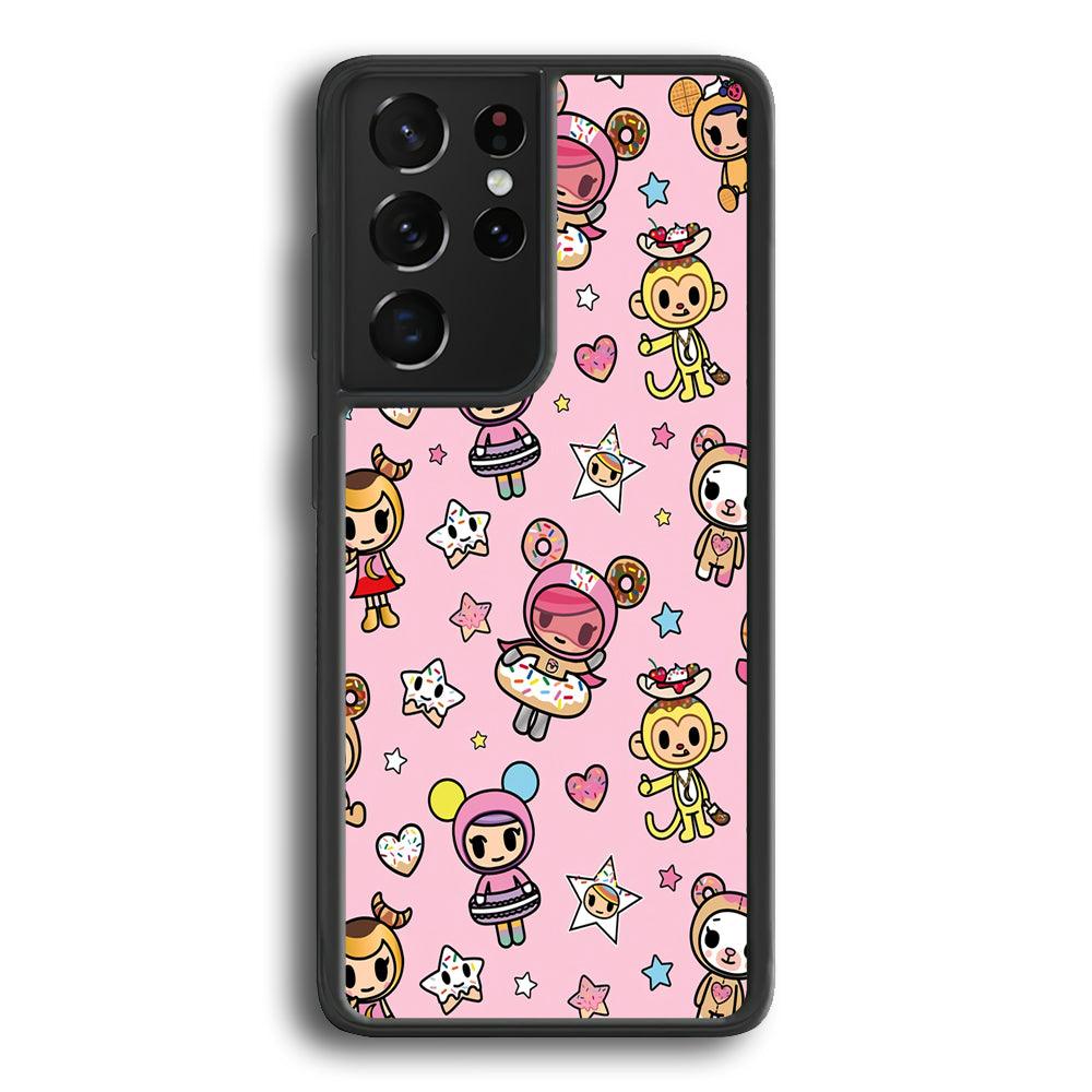Tokidoki Donuts Hula Hoops Samsung Galaxy S21 Ultra Case-Rubber Black (2D Case)-Oxvistore