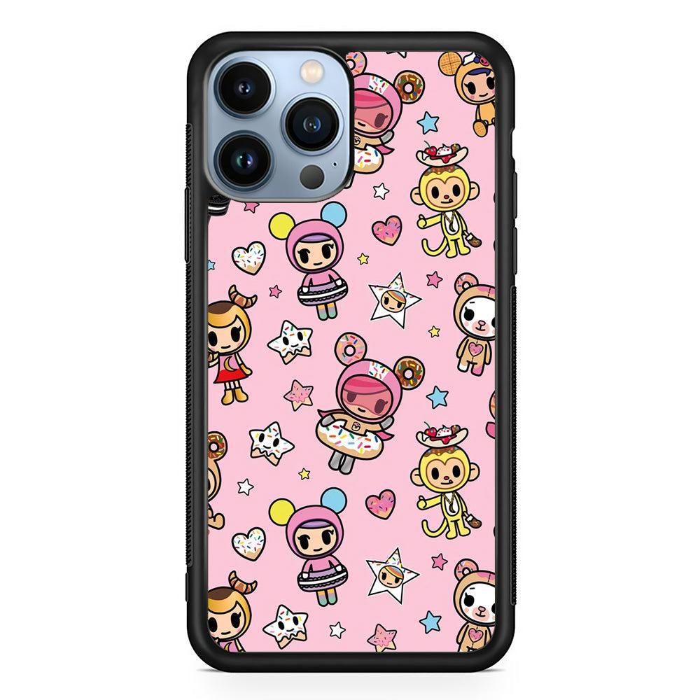 Tokidoki Donuts Hula Hoops iPhone 14 Pro Case-Rubber Black (2D Case)-Oxvistore
