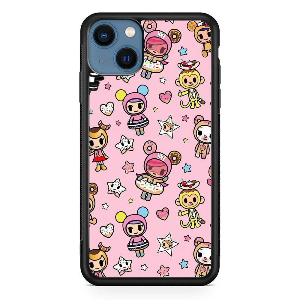Tokidoki Donuts Hula Hoops iPhone 14 Case-Rubber Black (2D Case)-Oxvistore