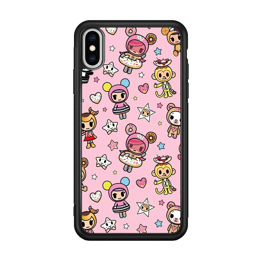 Tokidoki Donuts Hula Hoops iPhone X Case-Rubber Black (2D Case)-Oxvistore