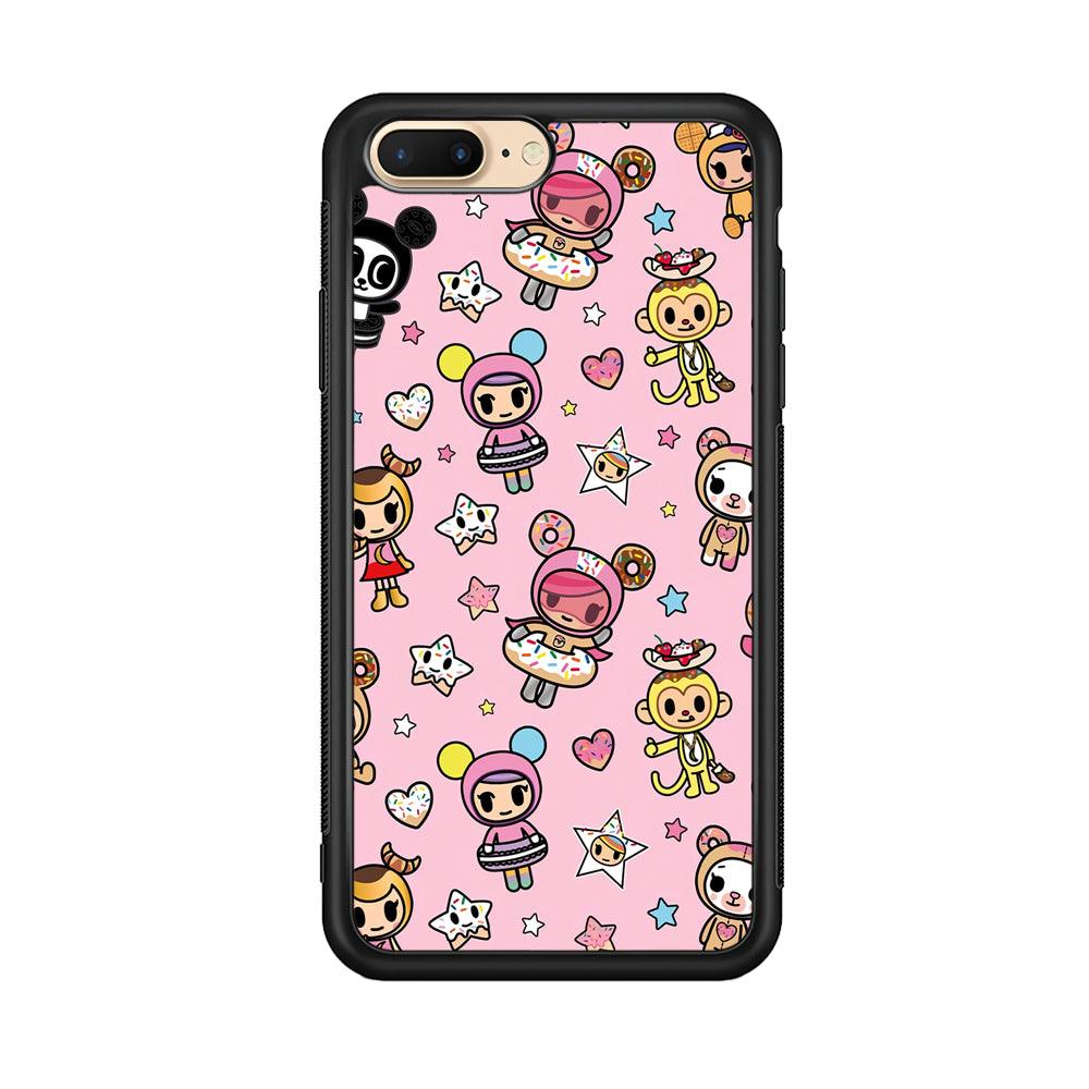 Tokidoki Donuts Hula Hoops iPhone 8 Plus Case-Rubber Black (2D Case)-Oxvistore