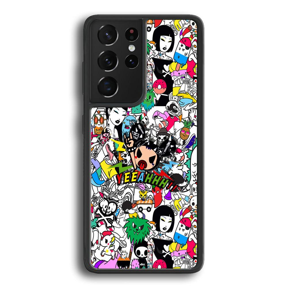 Tokidoki Feel Yeeahh Samsung Galaxy S21 Ultra Case-Rubber Black (2D Case)-Oxvistore