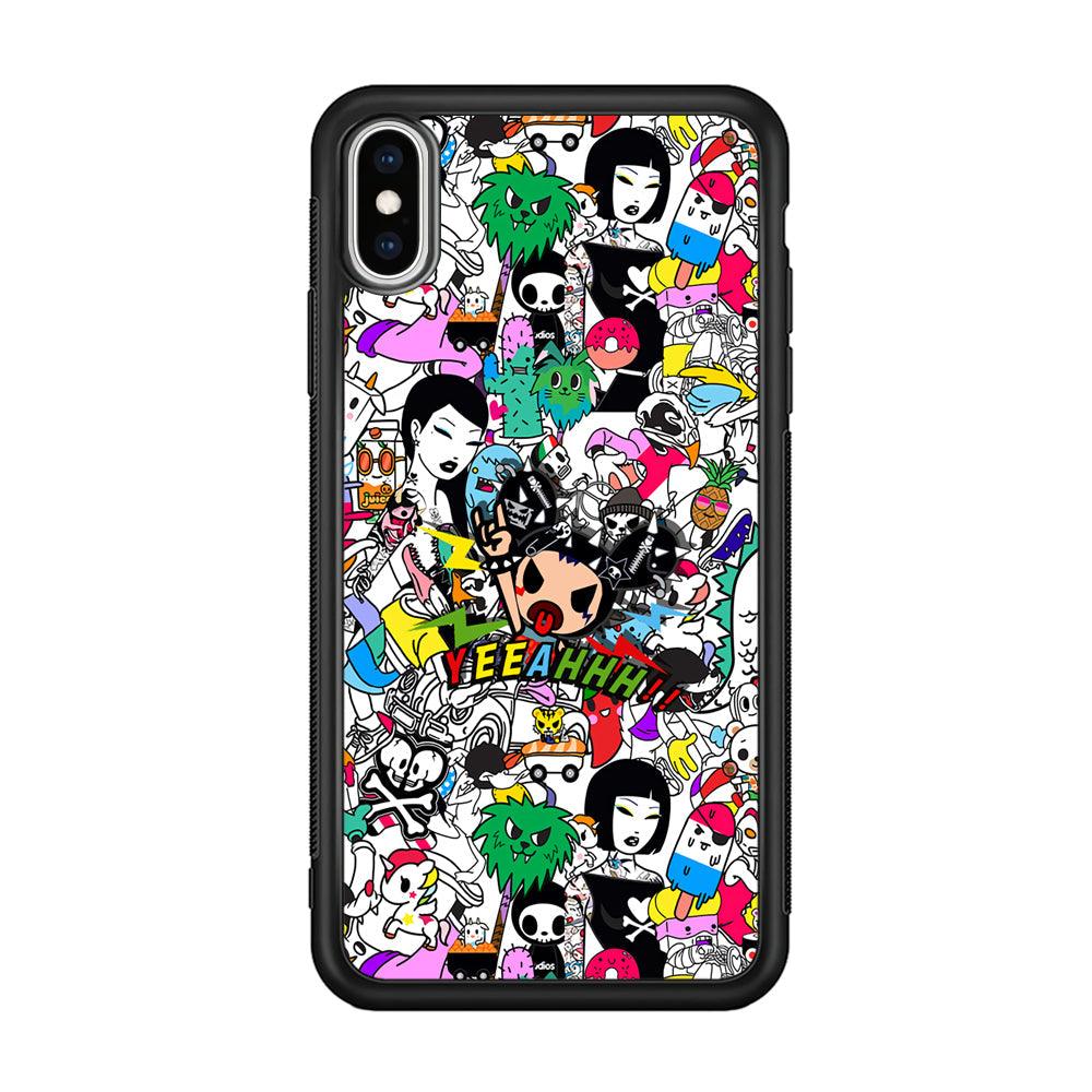 Tokidoki Feel Yeeahh iPhone X Case-Rubber Black (2D Case)-Oxvistore