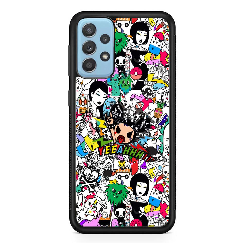 Tokidoki Feel Yeeahh Samsung Galaxy A72 Case-Rubber Black (2D Case)-Oxvistore