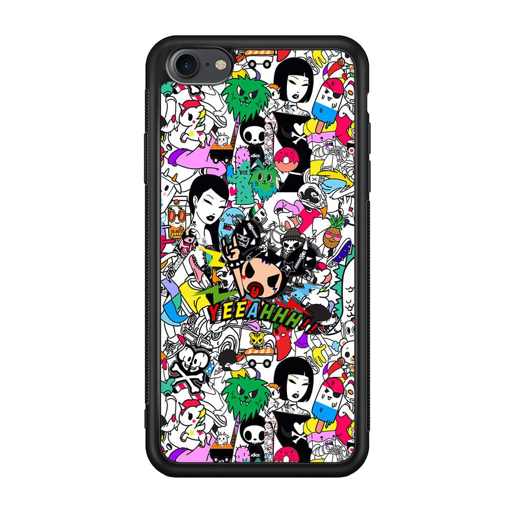 Tokidoki Feel Yeeahh iPhone 8 Case-Rubber Black (2D Case)-Oxvistore