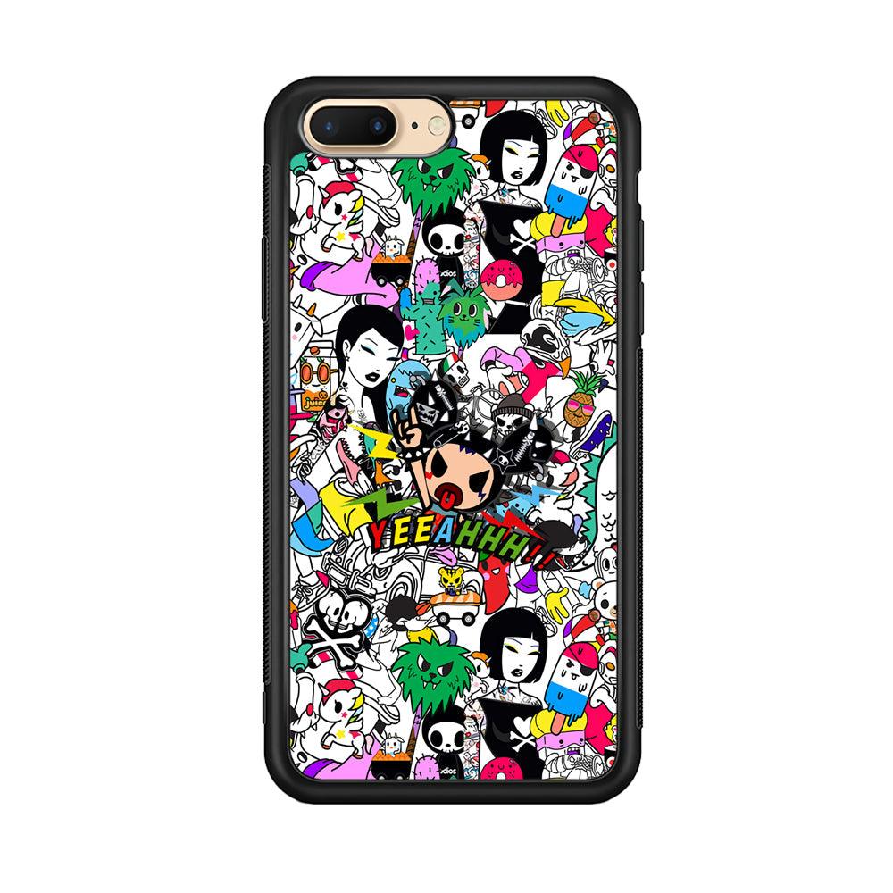 Tokidoki Feel Yeeahh iPhone 8 Plus Case-Rubber Black (2D Case)-Oxvistore