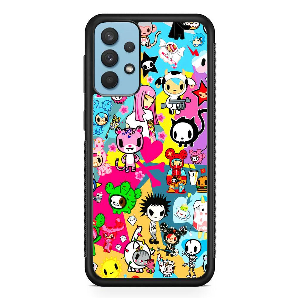 Tokidoki One Frame Collection Samsung Galaxy A32 Case-Rubber Black (2D Case)-Oxvistore