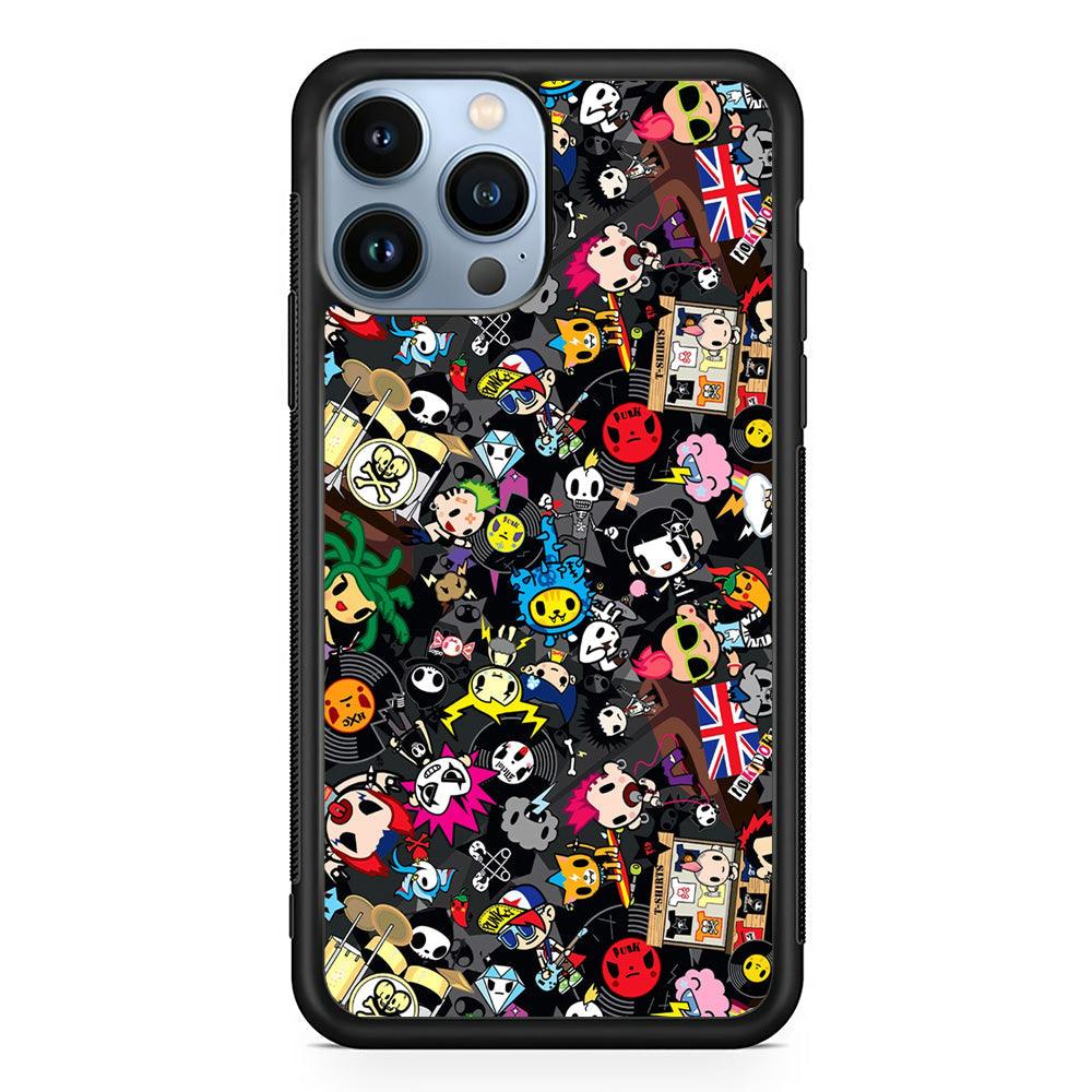 Tokidoki Punk Record iPhone 15 Pro Max Case-Rubber Black (2D Case)-Oxvistore