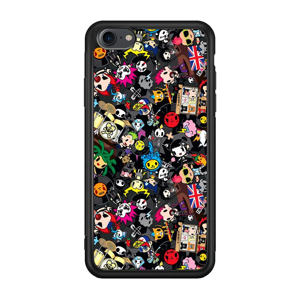 Tokidoki Punk Record iPhone 8 Case-Rubber Black (2D Case)-Oxvistore