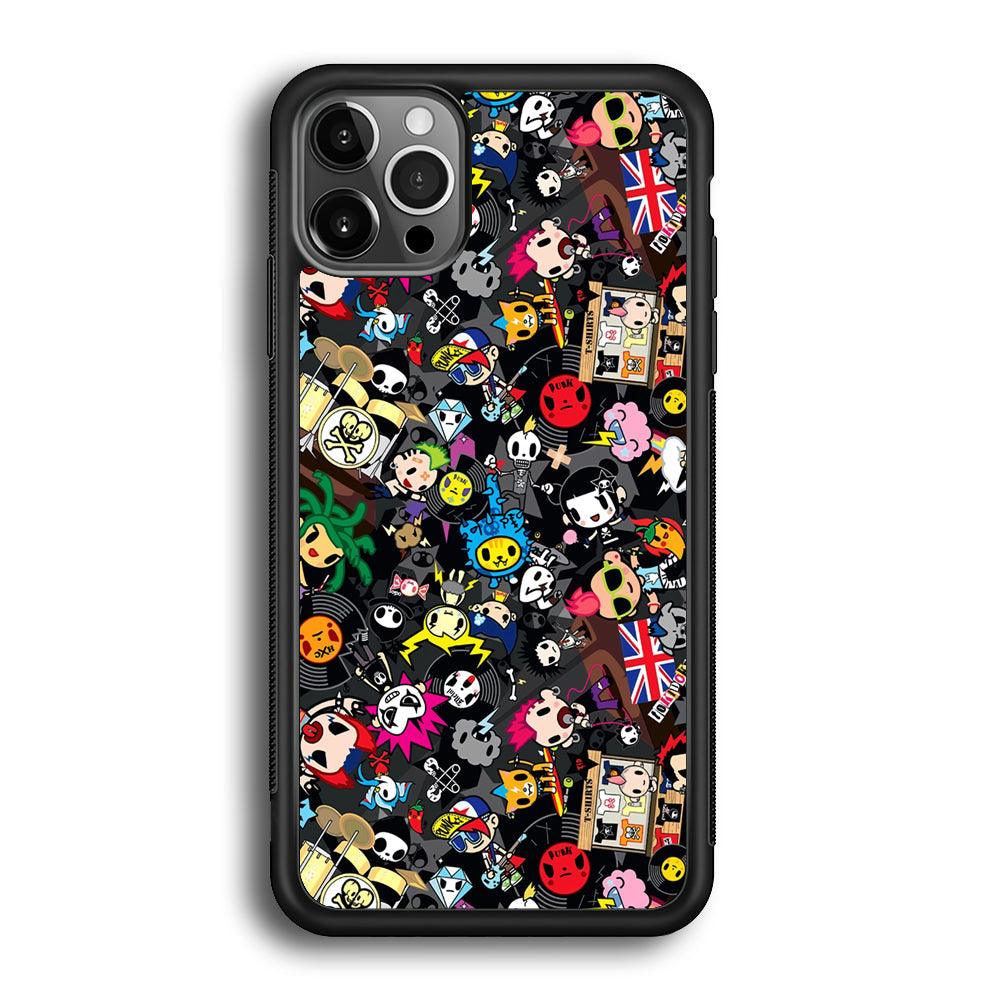Tokidoki Punk Record iPhone 12 Pro Max Case-Rubber Black (2D Case)-Oxvistore