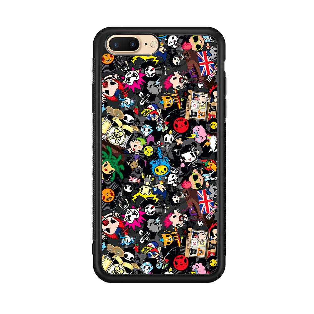 Tokidoki Punk Record iPhone 8 Plus Case-Rubber Black (2D Case)-Oxvistore
