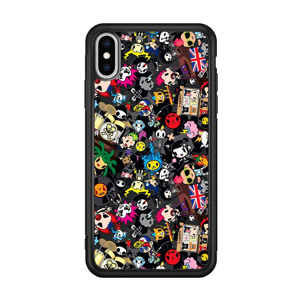 Tokidoki Punk Record iPhone XS Case-Rubber Black (2D Case)-Oxvistore