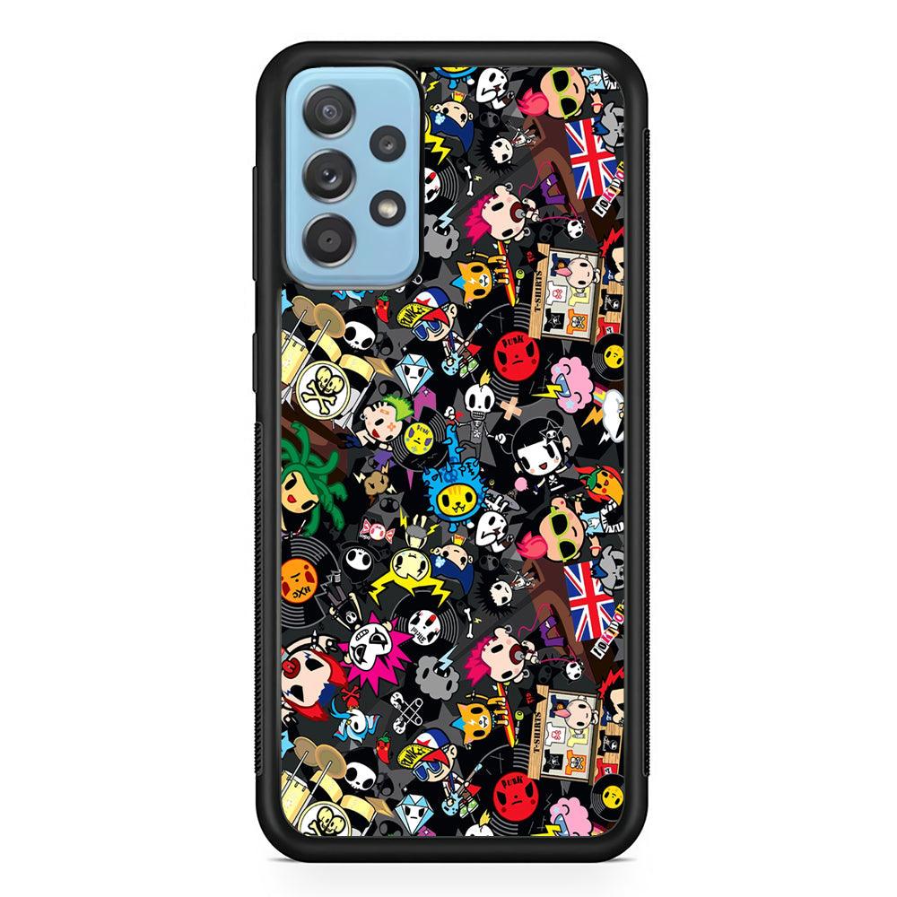 Tokidoki Punk Record Samsung Galaxy A72 Case-Rubber Black (2D Case)-Oxvistore