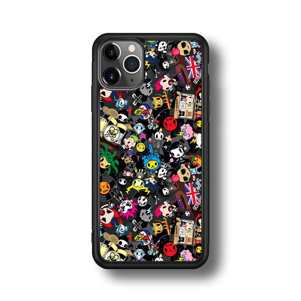 Tokidoki Punk Record iPhone 11 Pro Max Case-Rubber Black (2D Case)-Oxvistore