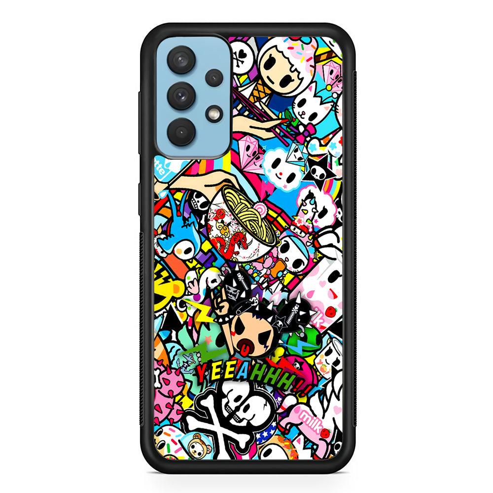 Tokidoki Rocking The Night Samsung Galaxy A32 Case-Rubber Black (2D Case)-Oxvistore