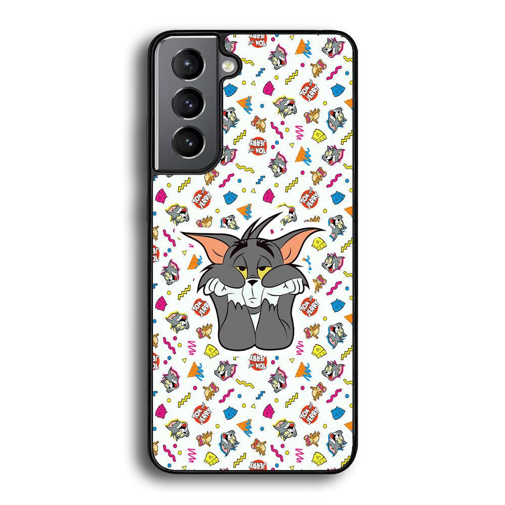 Tom and Jerry Bored Tom Samsung Galaxy S23 Plus Case-Rubber Black (2D Case)-Oxvistore