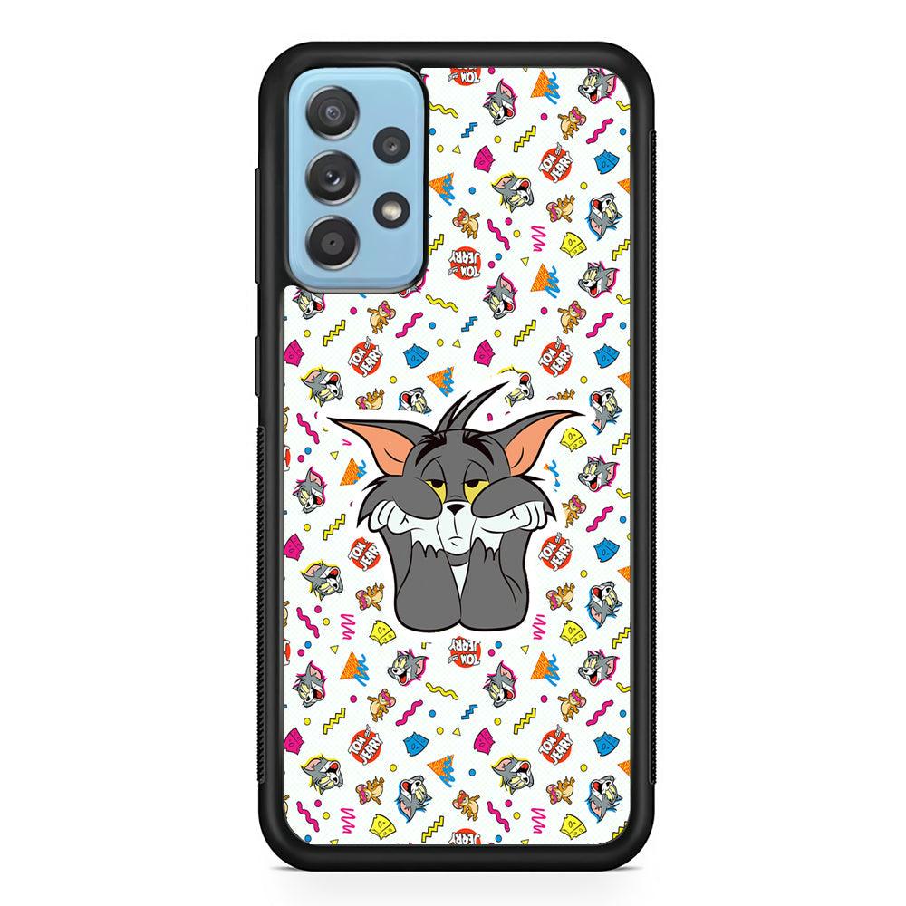 Tom and Jerry Bored Tom Samsung Galaxy A72 Case-Rubber Black (2D Case)-Oxvistore