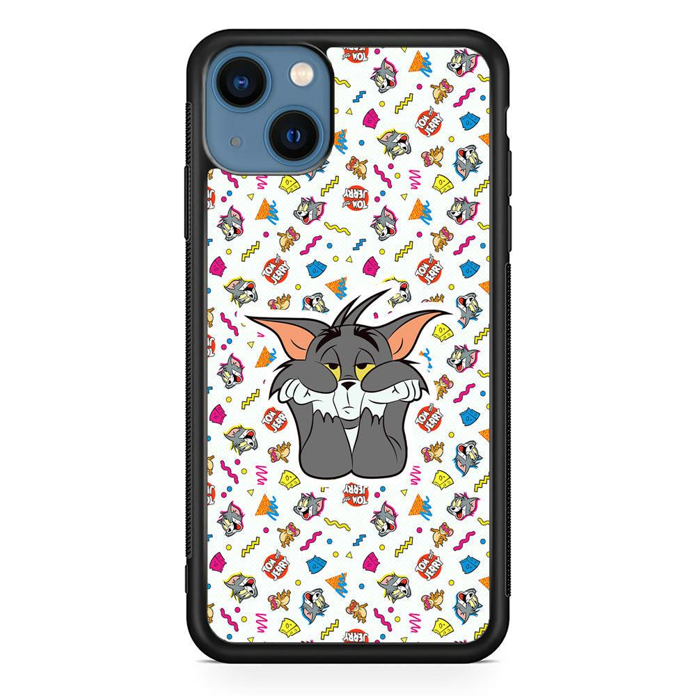 Tom and Jerry Bored Tom iPhone 15 Case-Rubber Black (2D Case)-Oxvistore