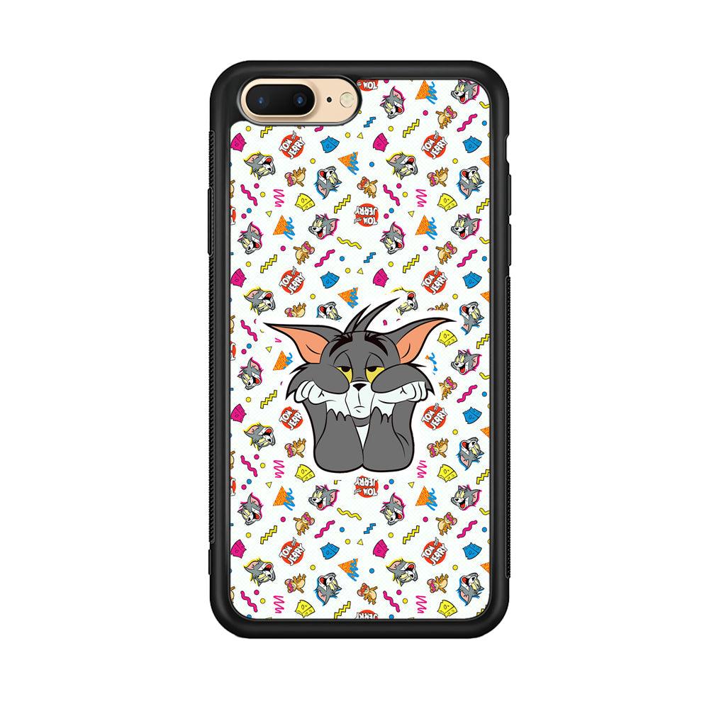 Tom and Jerry Bored Tom iPhone 8 Plus Case-Rubber Black (2D Case)-Oxvistore