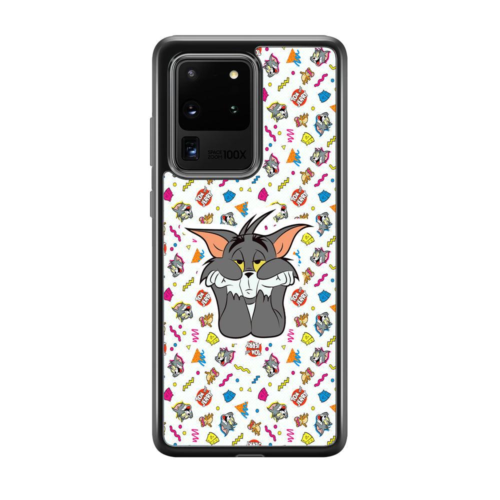 Tom and Jerry Bored Tom Samsung Galaxy S20 Ultra Case-Rubber Black (2D Case)-Oxvistore