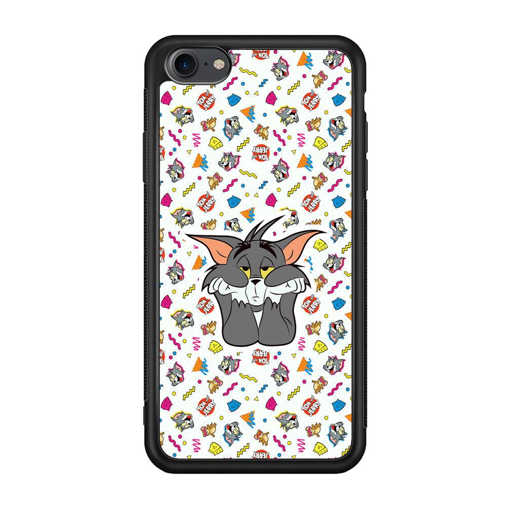 Tom and Jerry Bored Tom iPhone 7 Case-Rubber Black (2D Case)-Oxvistore