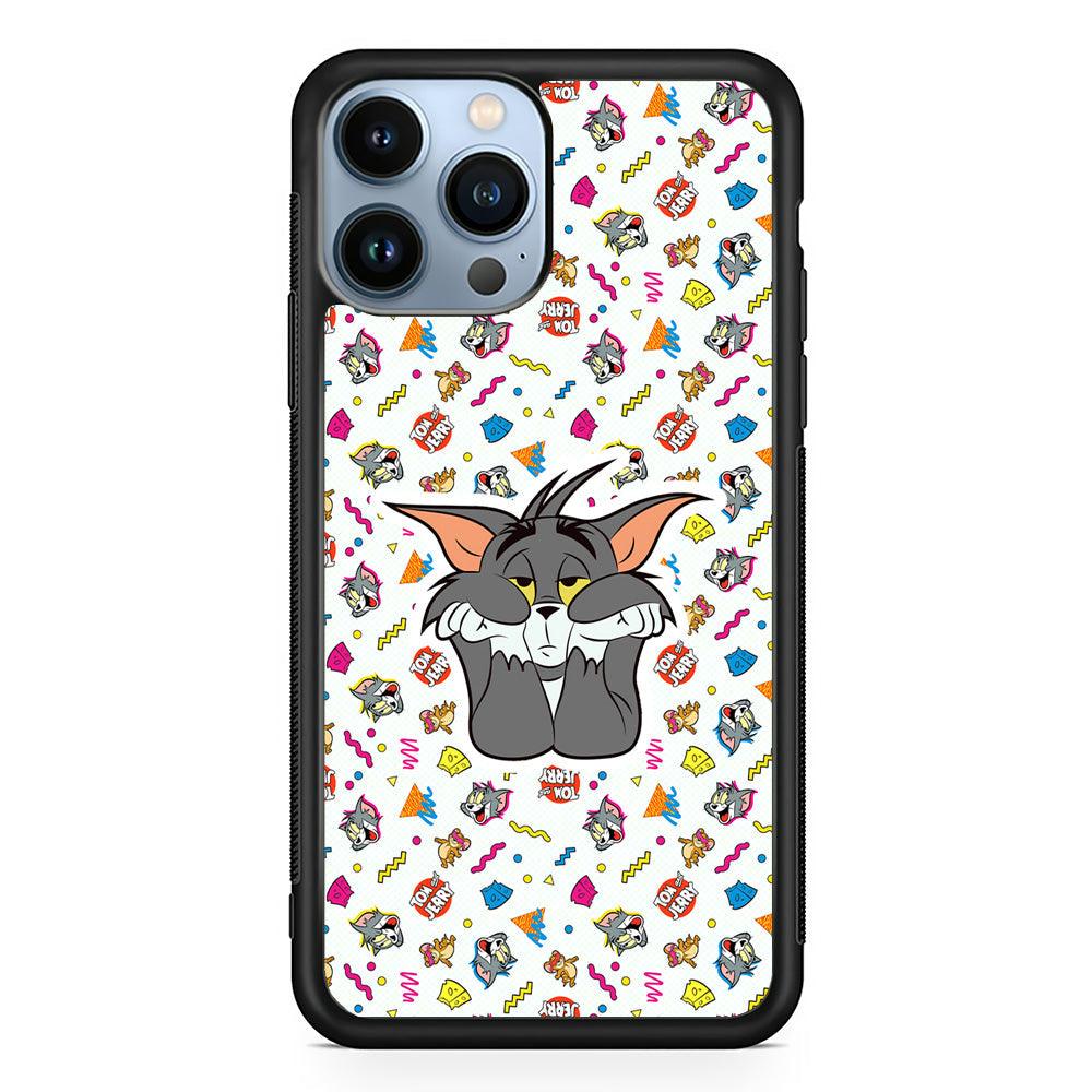 Tom and Jerry Bored Tom iPhone 15 Pro Max Case-Rubber Black (2D Case)-Oxvistore