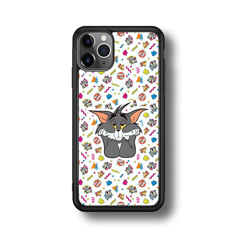 Tom and Jerry Bored Tom iPhone 11 Pro Max Case-Rubber Black (2D Case)-Oxvistore