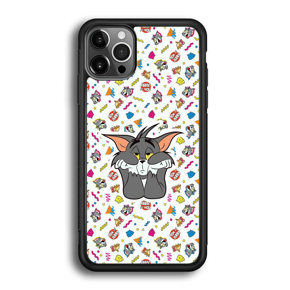 Tom and Jerry Bored Tom iPhone 12 Pro Max Case-Rubber Black (2D Case)-Oxvistore