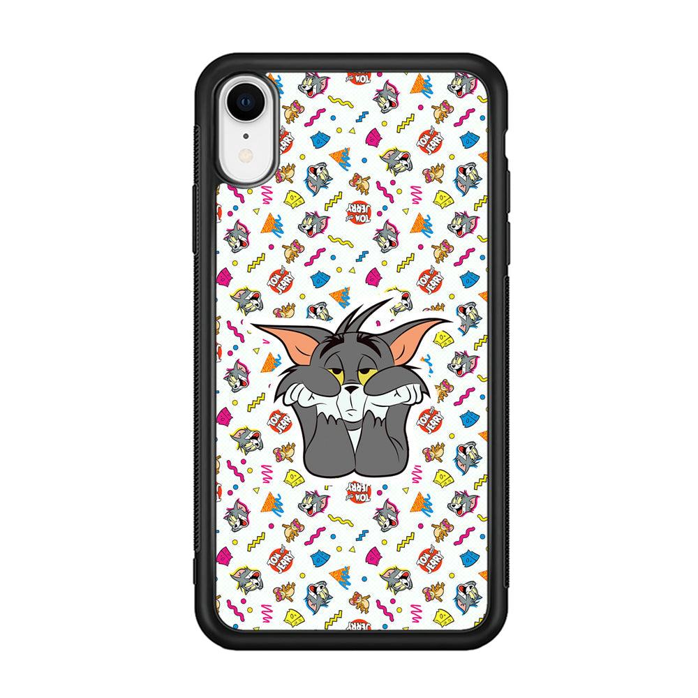 Tom and Jerry Bored Tom iPhone XR Case-Rubber Black (2D Case)-Oxvistore