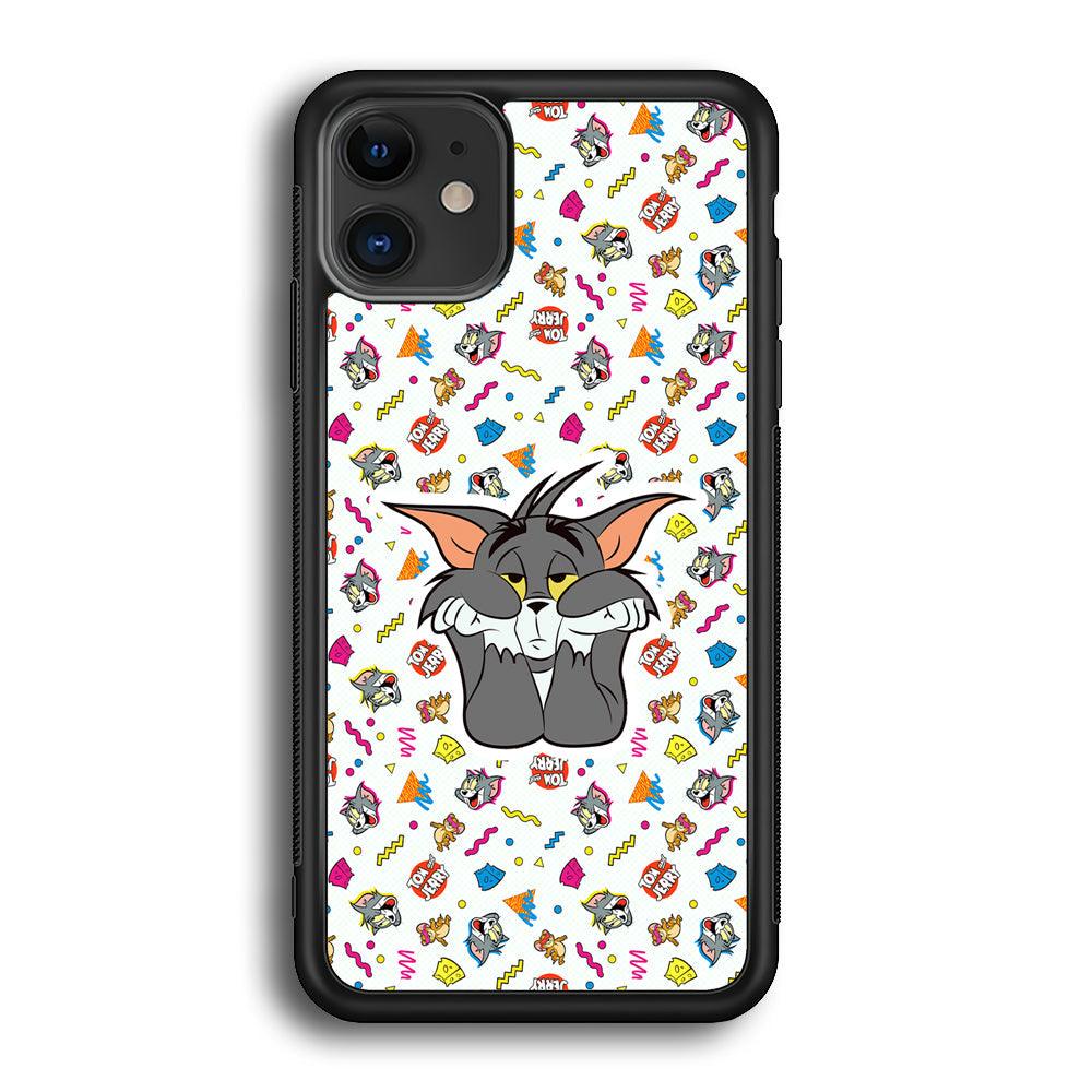 Tom and Jerry Bored Tom iPhone 11 Case-Rubber Black (2D Case)-Oxvistore
