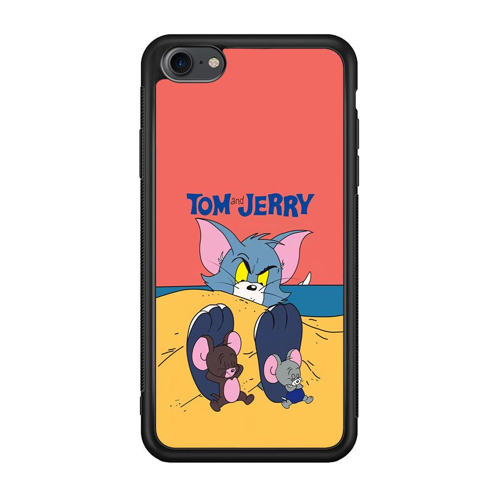 Tom and Jerry Enjoy at The Beach iPhone 8 Case-Rubber Black (2D Case)-Oxvistore