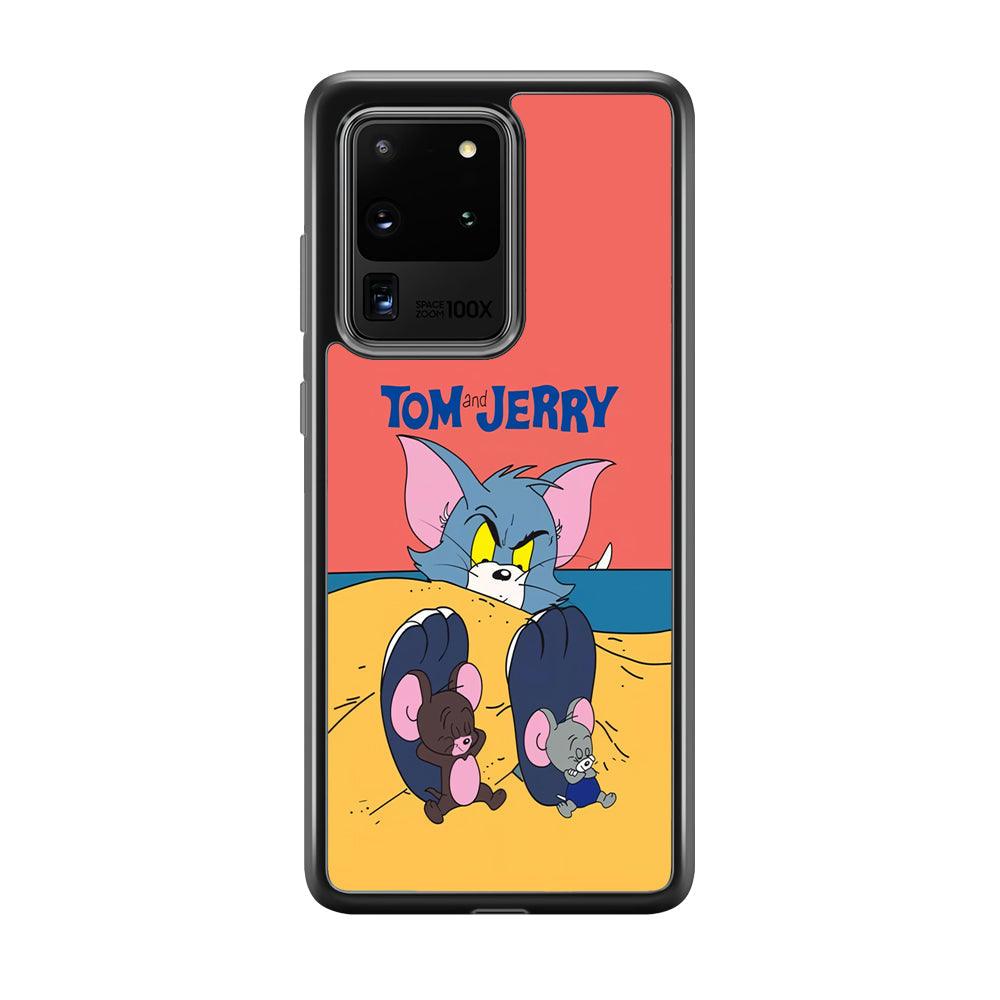 Tom and Jerry Enjoy at The Beach Samsung Galaxy S20 Ultra Case-Rubber Black (2D Case)-Oxvistore