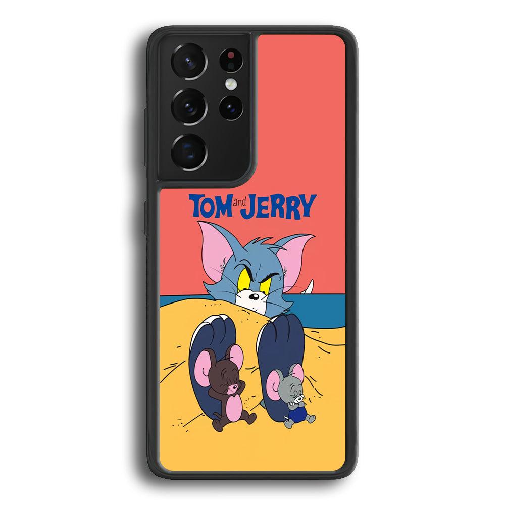 Tom and Jerry Enjoy at The Beach Samsung Galaxy S24 Ultra Case-Rubber Black (2D Case)-Oxvistore