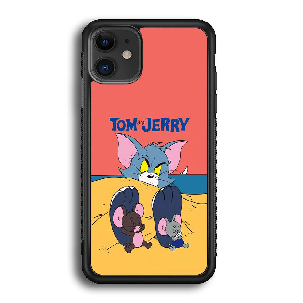 Tom and Jerry Enjoy at The Beach iPhone 11 Case-Rubber Black (2D Case)-Oxvistore