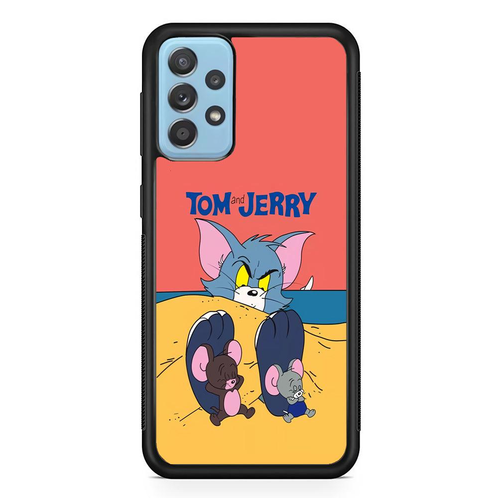 Tom and Jerry Enjoy at The Beach Samsung Galaxy A72 Case-Rubber Black (2D Case)-Oxvistore