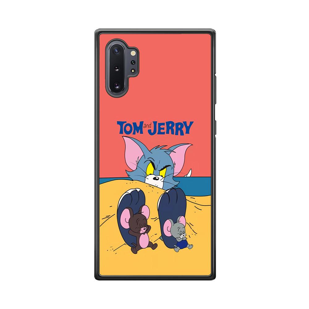 Tom and Jerry Enjoy at The Beach Samsung Galaxy Note 10 Plus Case-Rubber Black (2D Case)-Oxvistore