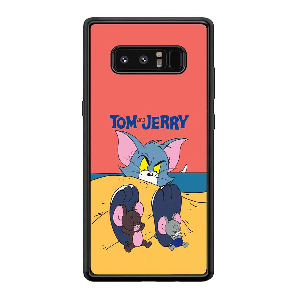 Tom and Jerry Enjoy at The Beach Samsung Galaxy Note 8 Case-Rubber Black (2D Case)-Oxvistore