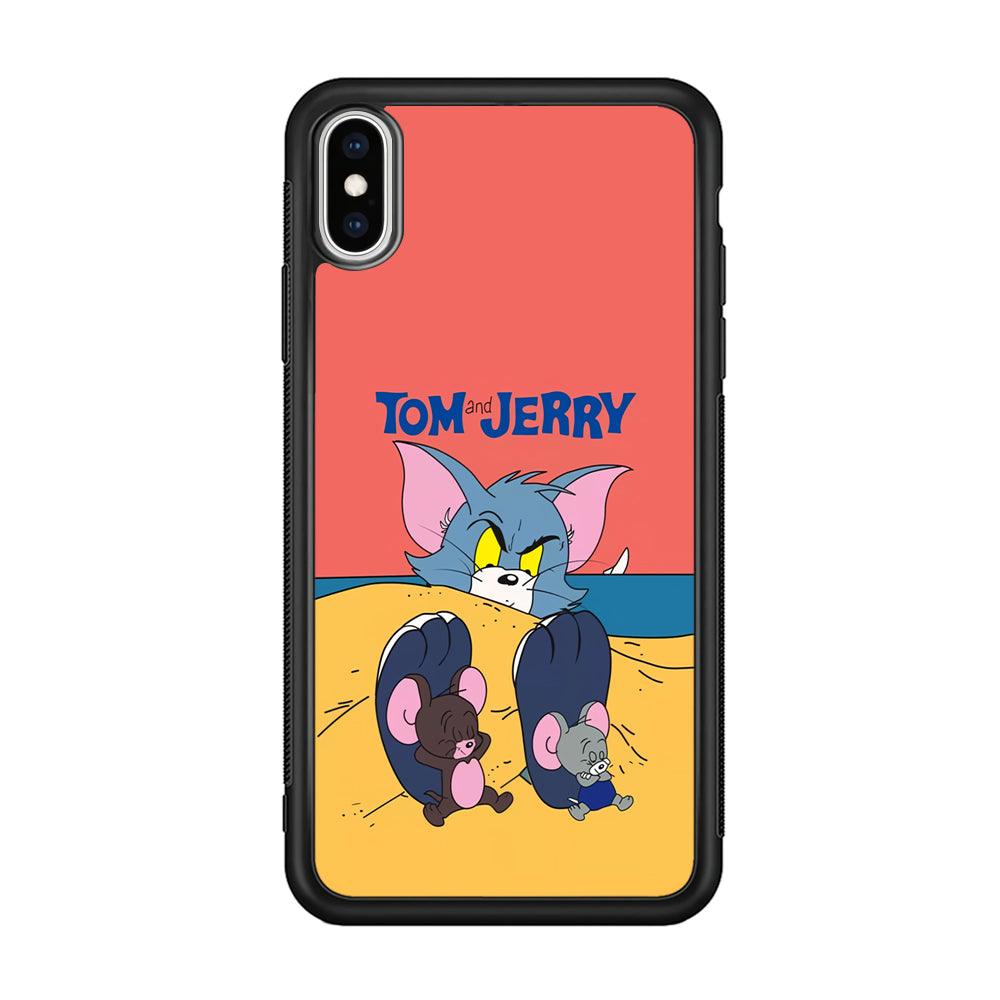 Tom and Jerry Enjoy at The Beach iPhone Xs Max Case-Rubber Black (2D Case)-Oxvistore