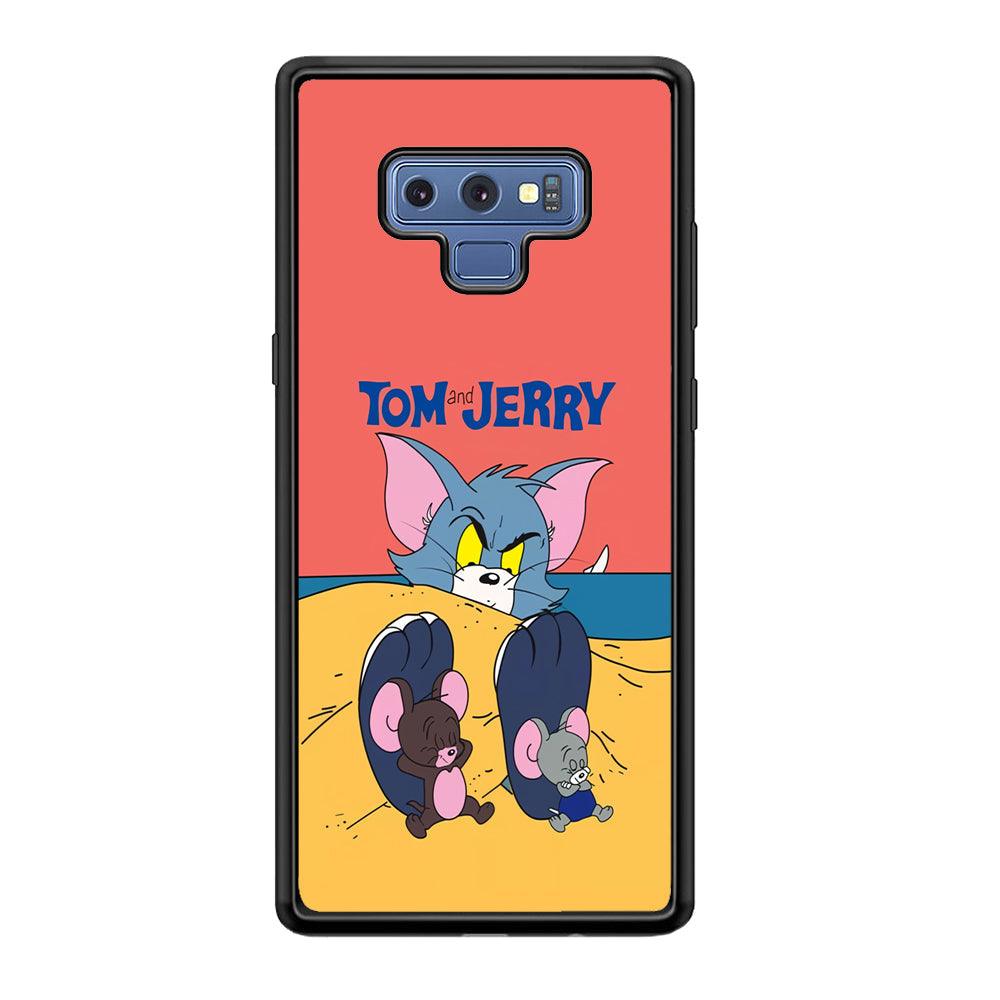 Tom and Jerry Enjoy at The Beach Samsung Galaxy Note 9 Case-Rubber Black (2D Case)-Oxvistore
