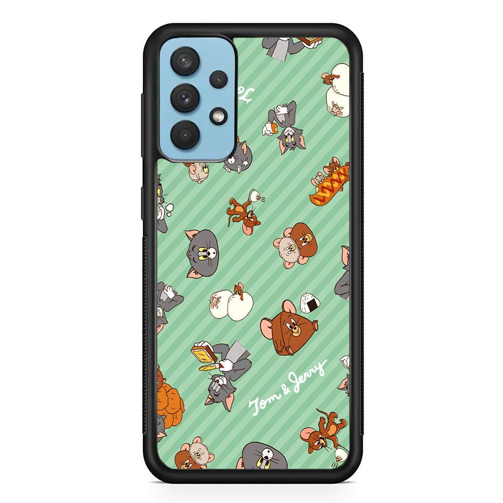Tom and Jerry Food Imagination Samsung Galaxy A32 Case-Rubber Black (2D Case)-Oxvistore