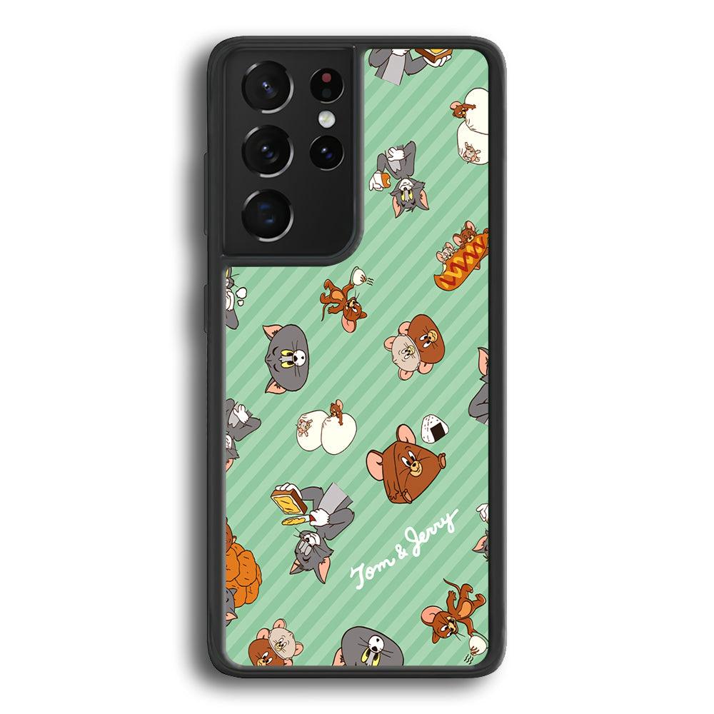Tom and Jerry Food Imagination Samsung Galaxy S21 Ultra Case-Rubber Black (2D Case)-Oxvistore