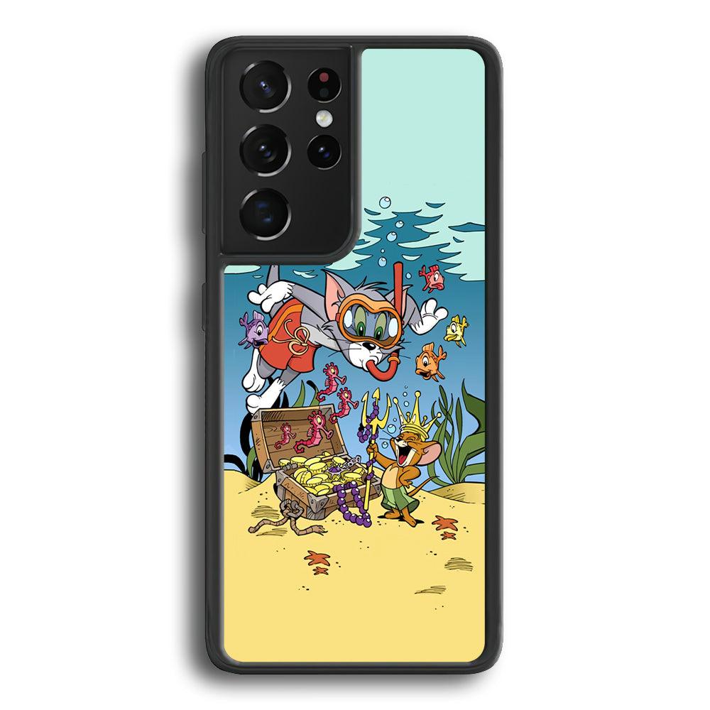 Tom and Jerry The King of The Sea Samsung Galaxy S23 Ultra Case-Rubber Black (2D Case)-Oxvistore