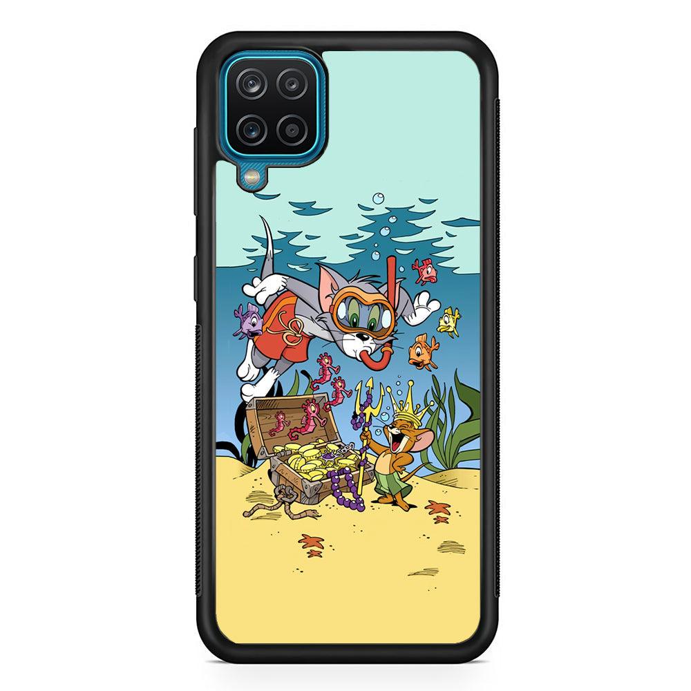 Tom and Jerry The King of The Sea Samsung Galaxy A12 Case-Rubber Black (2D Case)-Oxvistore