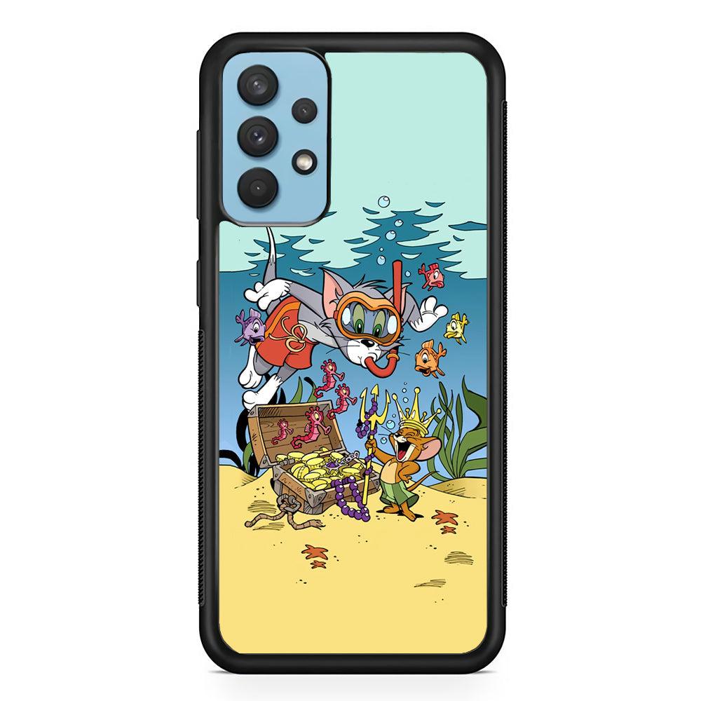 Tom and Jerry The King of The Sea Samsung Galaxy A32 Case-Rubber Black (2D Case)-Oxvistore