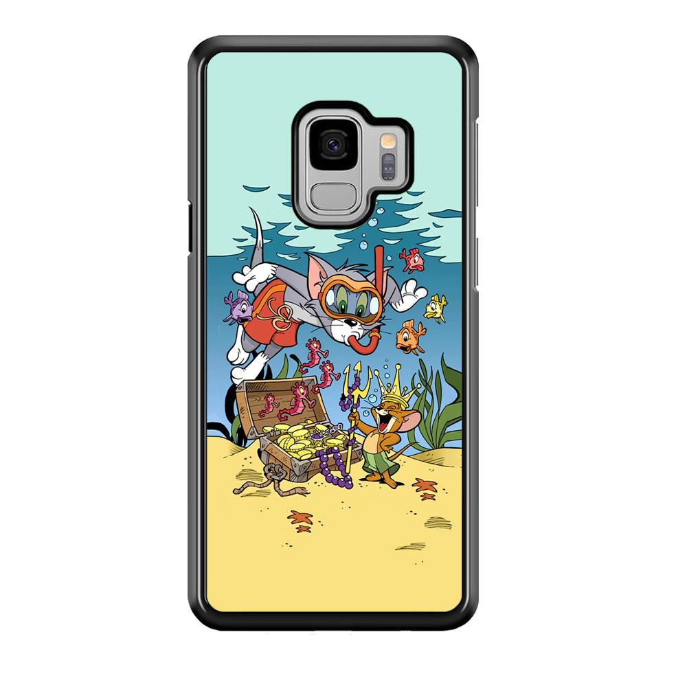 Tom and Jerry The King of The Sea Samsung Galaxy S9 Case-Rubber Black (2D Case)-Oxvistore