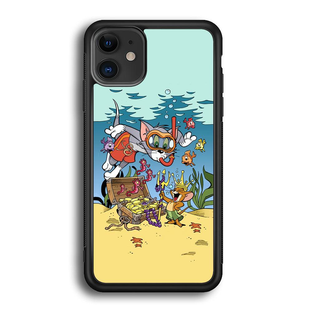 Tom and Jerry The King of The Sea iPhone 12 Case-Rubber Black (2D Case)-Oxvistore