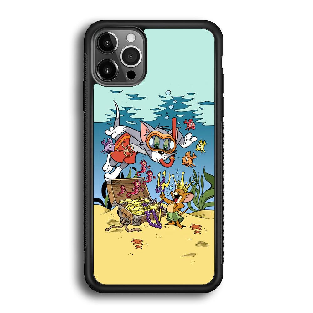Tom and Jerry The King of The Sea iPhone 12 Pro Case-Rubber Black (2D Case)-Oxvistore
