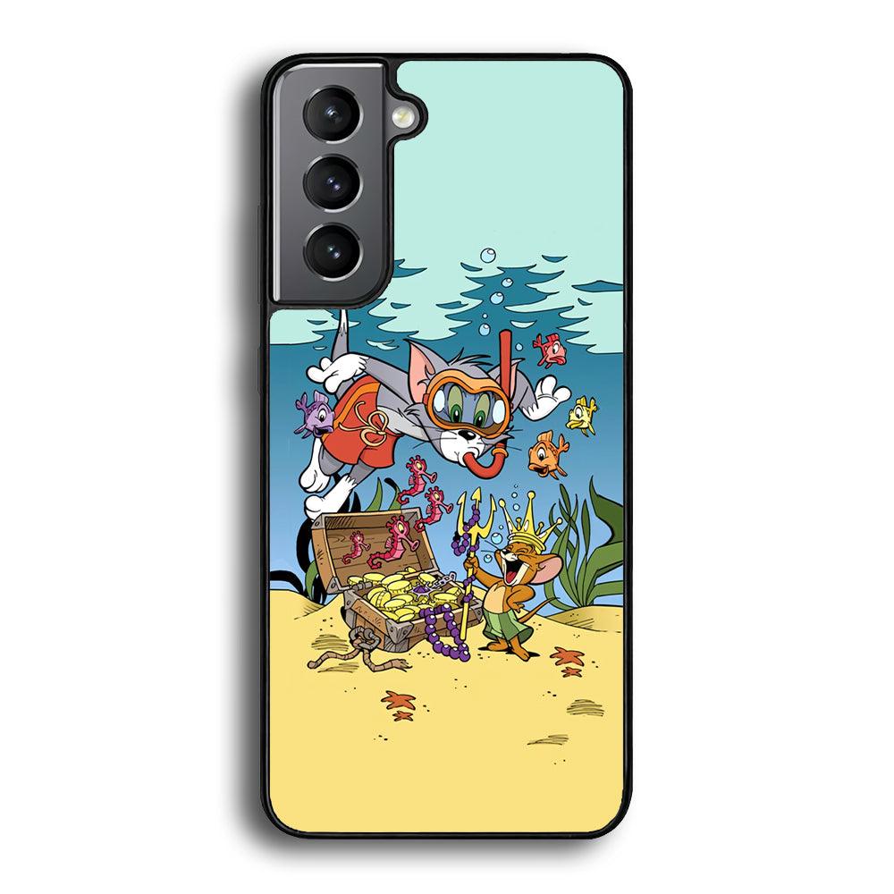 Tom and Jerry The King of The Sea Samsung Galaxy S21 Plus Case-Rubber Black (2D Case)-Oxvistore